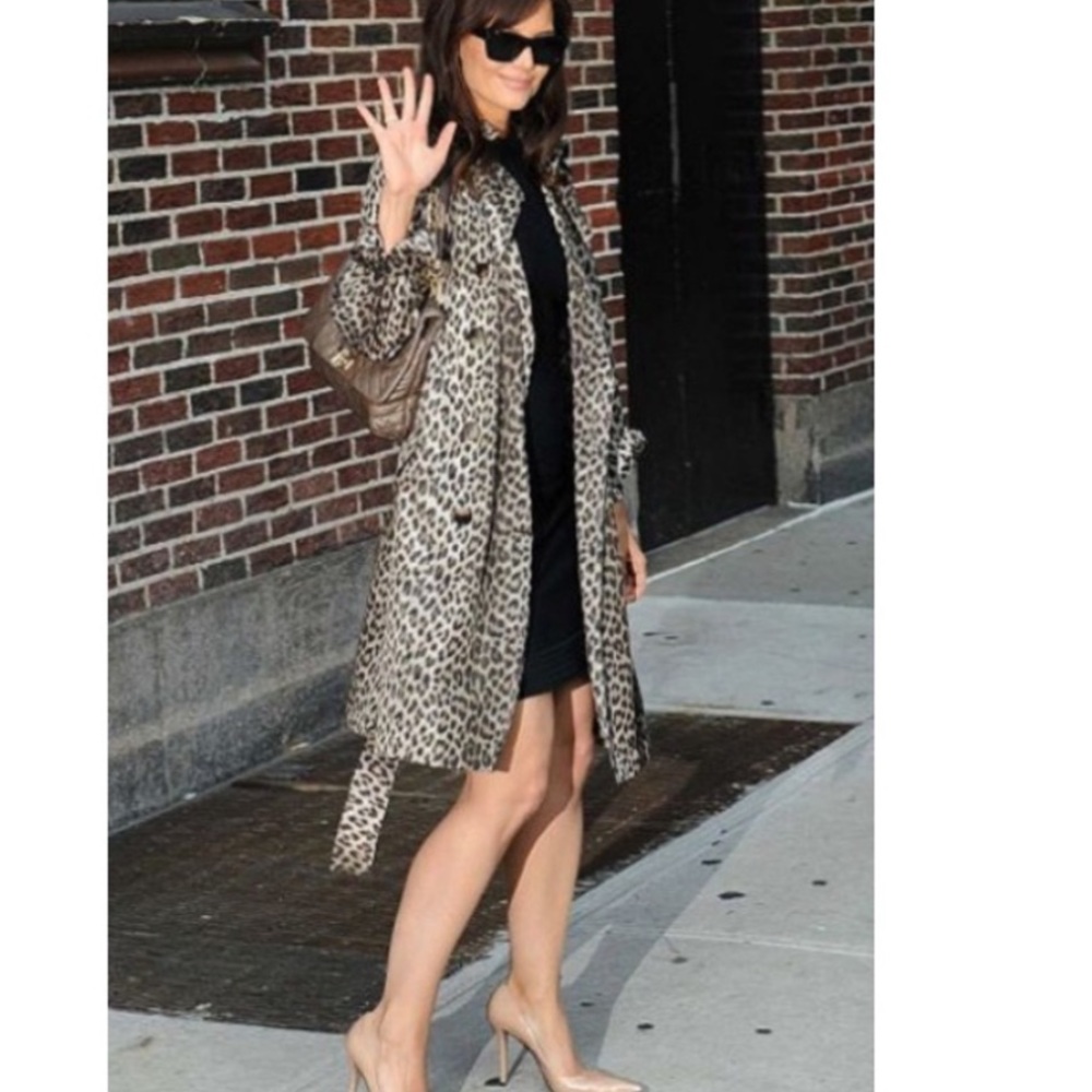 Dennis Basso Leopard Print Belted Trench Coat Sz. L